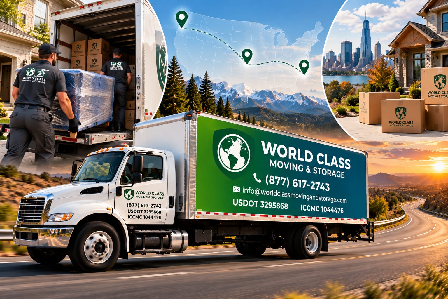 World Class moving team loading a truck and transporting belongings across state lines