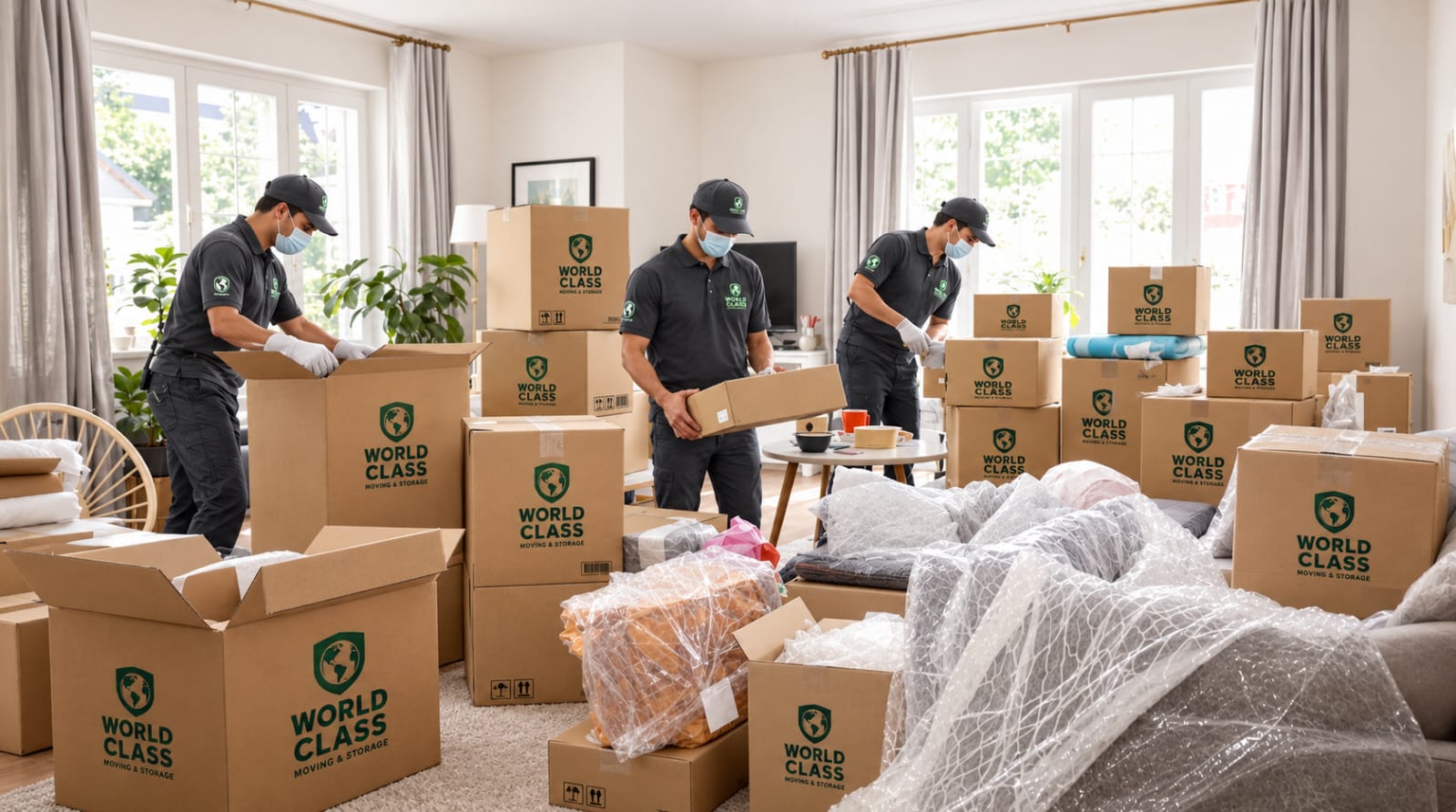 World Class team packing household belongings for a move