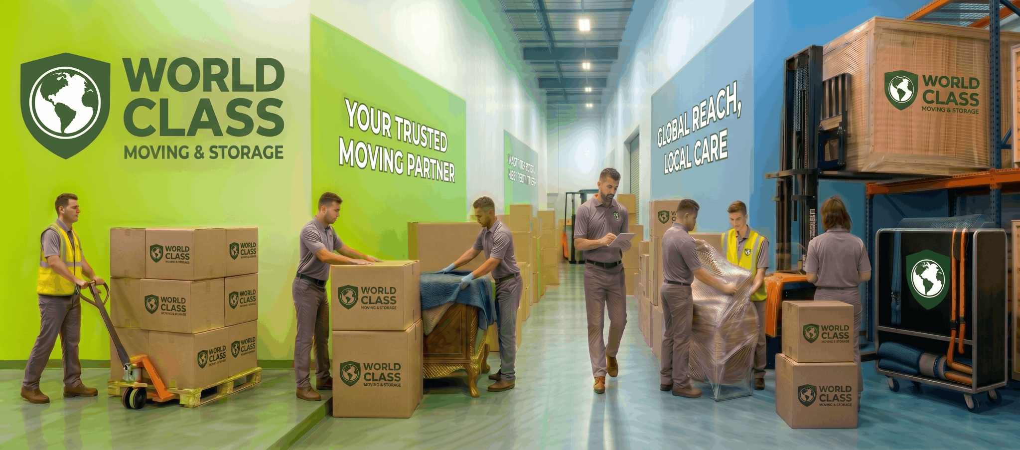 World Class Moving and Storage warehouse: professional packing, secure storage and inventory care